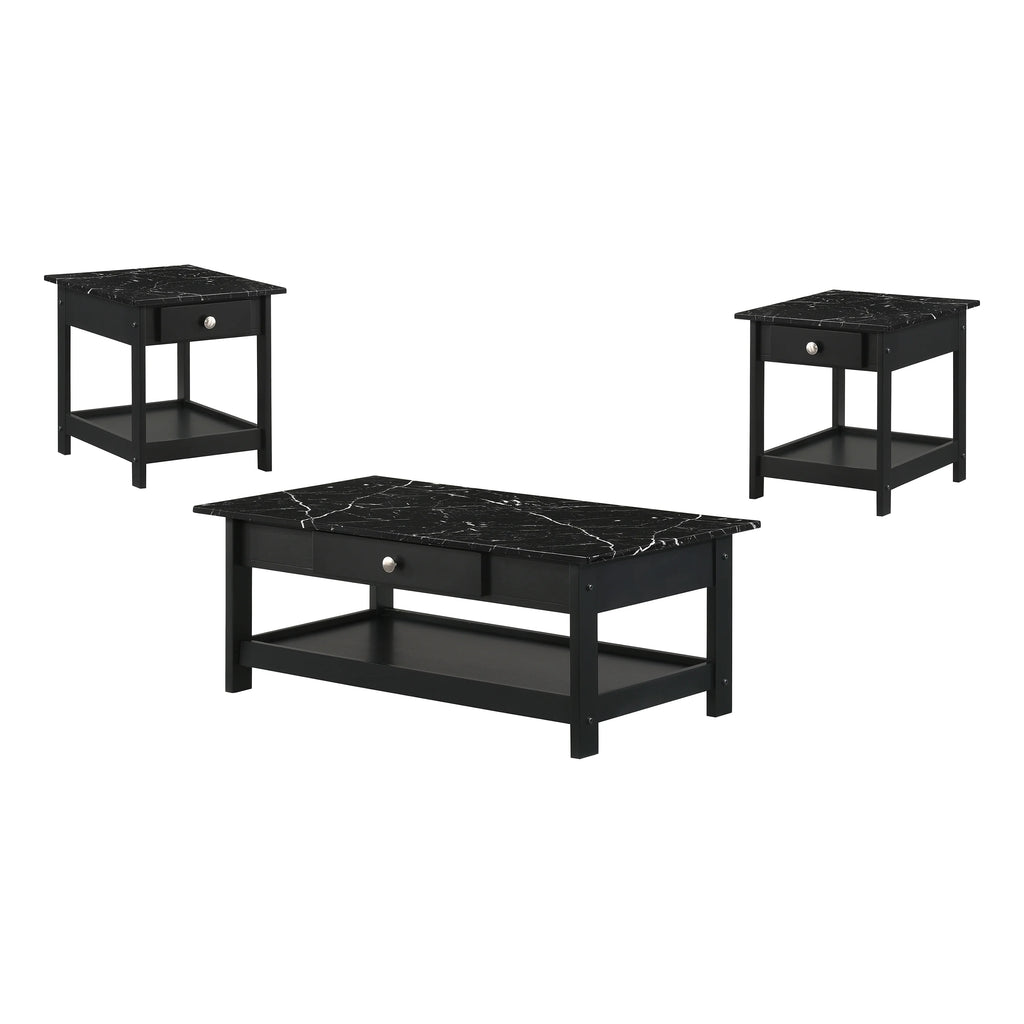 Black 3-Piece Wood Coffee Table Set W591159