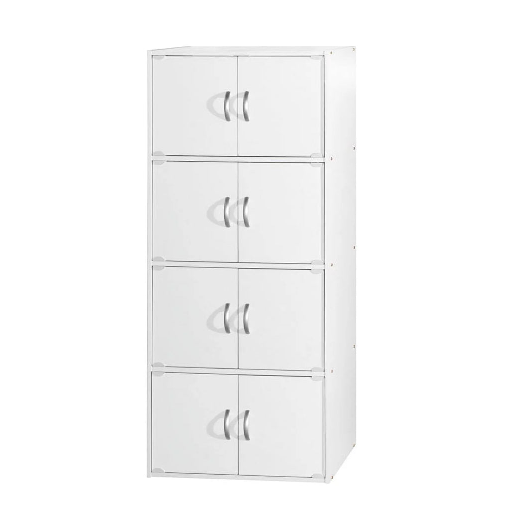 4 Shelf 8 Door Wooden Bookcase Cabinet in White M65883