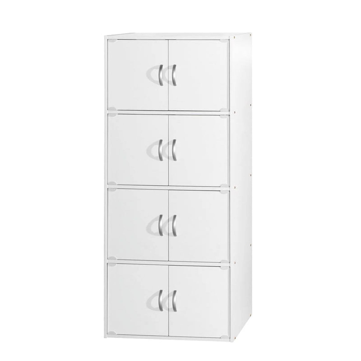 4 Shelf 8 Door Wooden Bookcase Cabinet in White M65883
