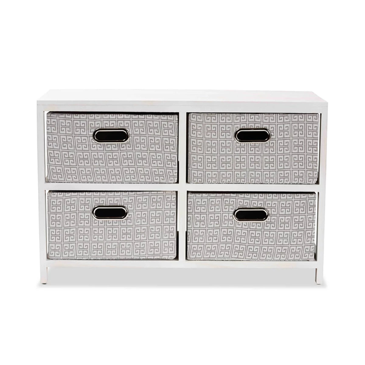 White Finished Wood 4-Basket Storage Unit F166956