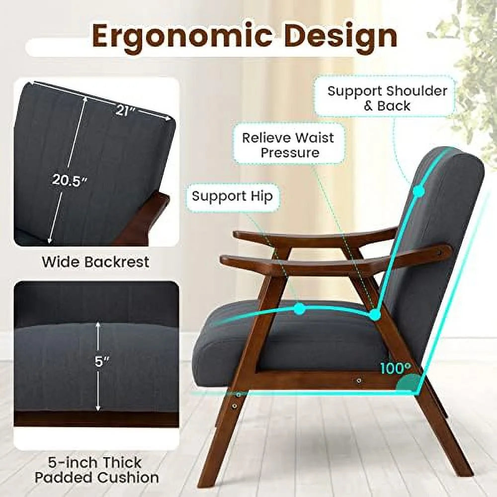 Mid-Century Modern Upholstered Accent Chair with Arms R680