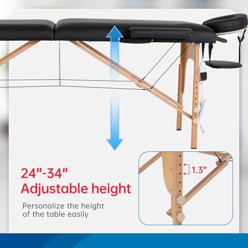 Portable Height Adjustable Massage Table with Carrying Bag S185923