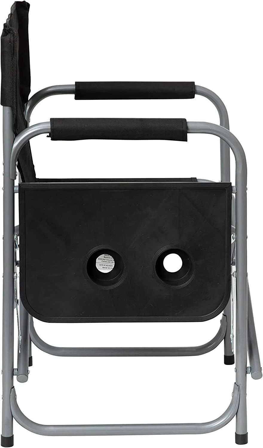 Black Folding Camping Chair with Side Table and Cup Holder X836826