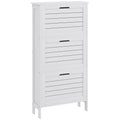 Narrow White Shoe Storage Cabinet with 3 Flip Drawers Z856