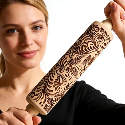 Embossed Wooden Non Stick Rolling Pin 2 Pack G19985