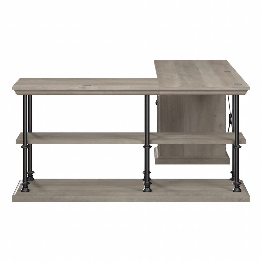 L Shaped Desk with Storage in Driftwood Gray N366