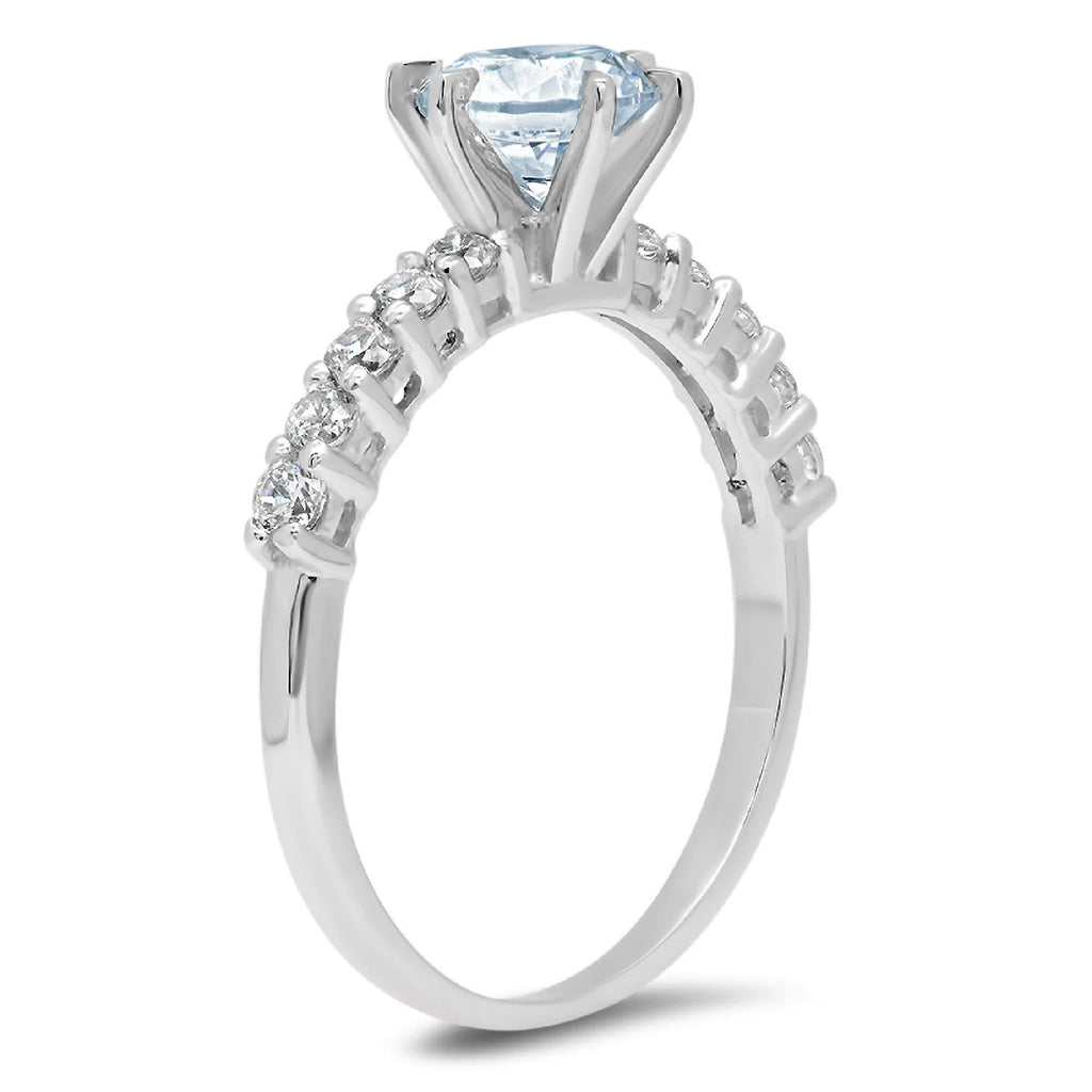 1.05ct Round Cut Blue Simulated Diamond 18k White Gold Ring E540963