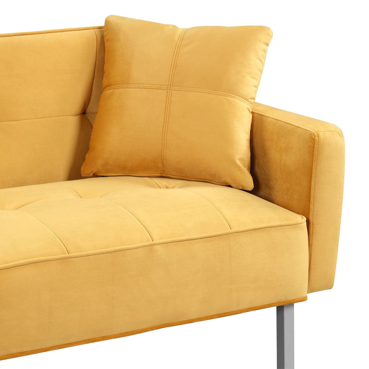 76" Convertible Sofa Bed 2 Seater Linen Yellow F52855