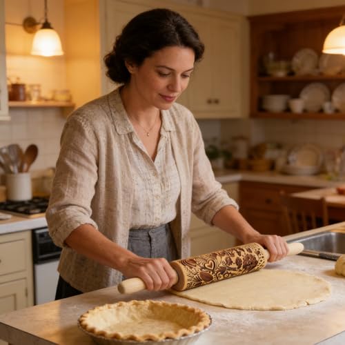 Embossed Wooden Non Stick Rolling Pin 2 Pack G19985