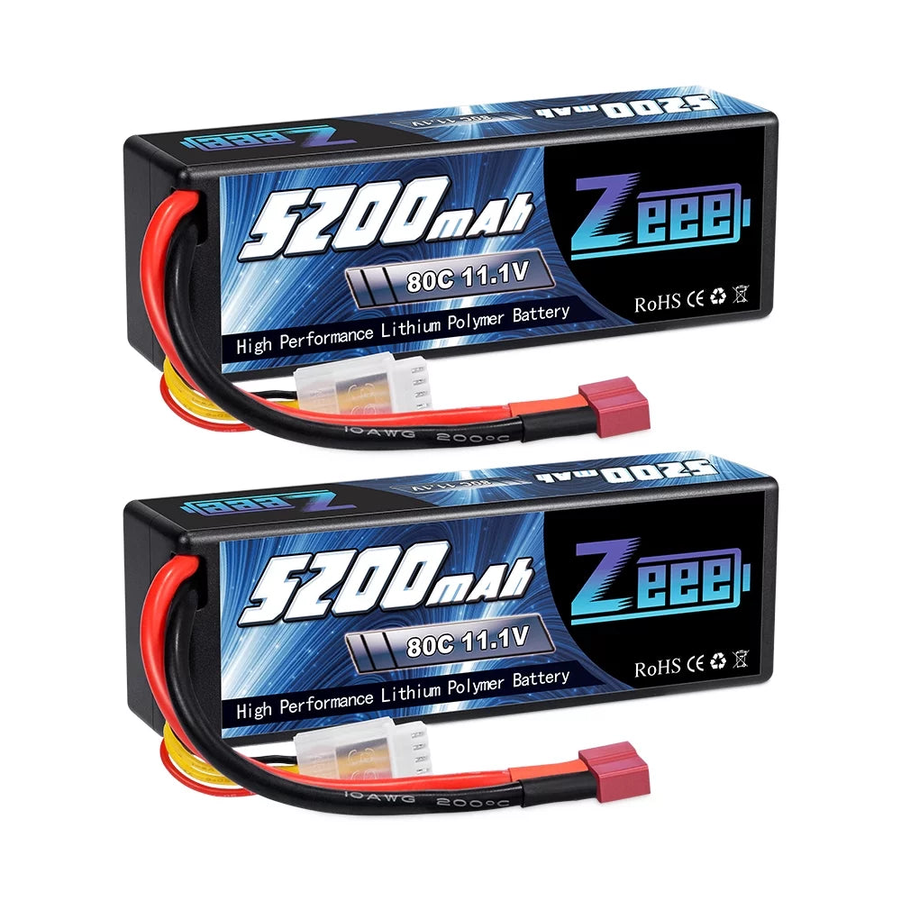 11.1V 80C 5200mAh 3S Lipo Battery with Deans Connector Hardcase (2 Packs) T9428