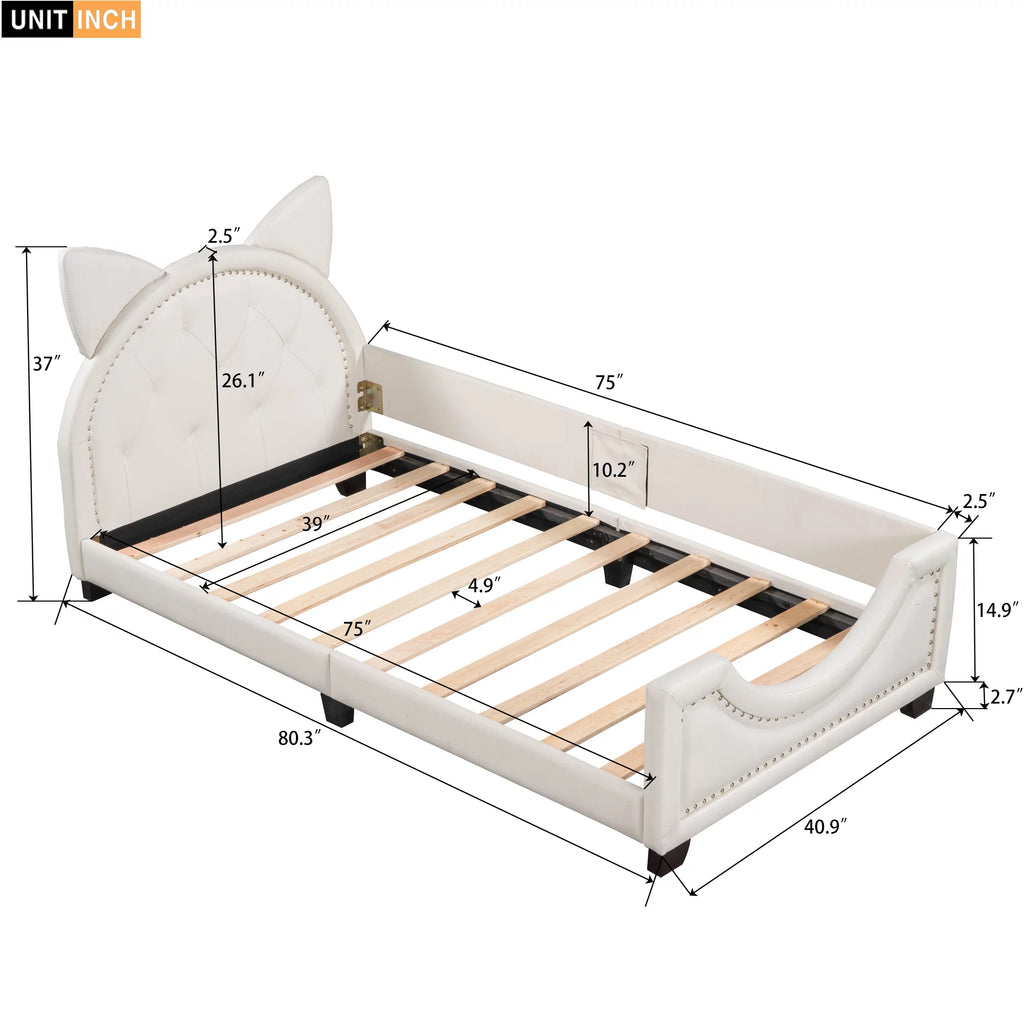 White Twin Size Upholstery Daybed with Headboard V180