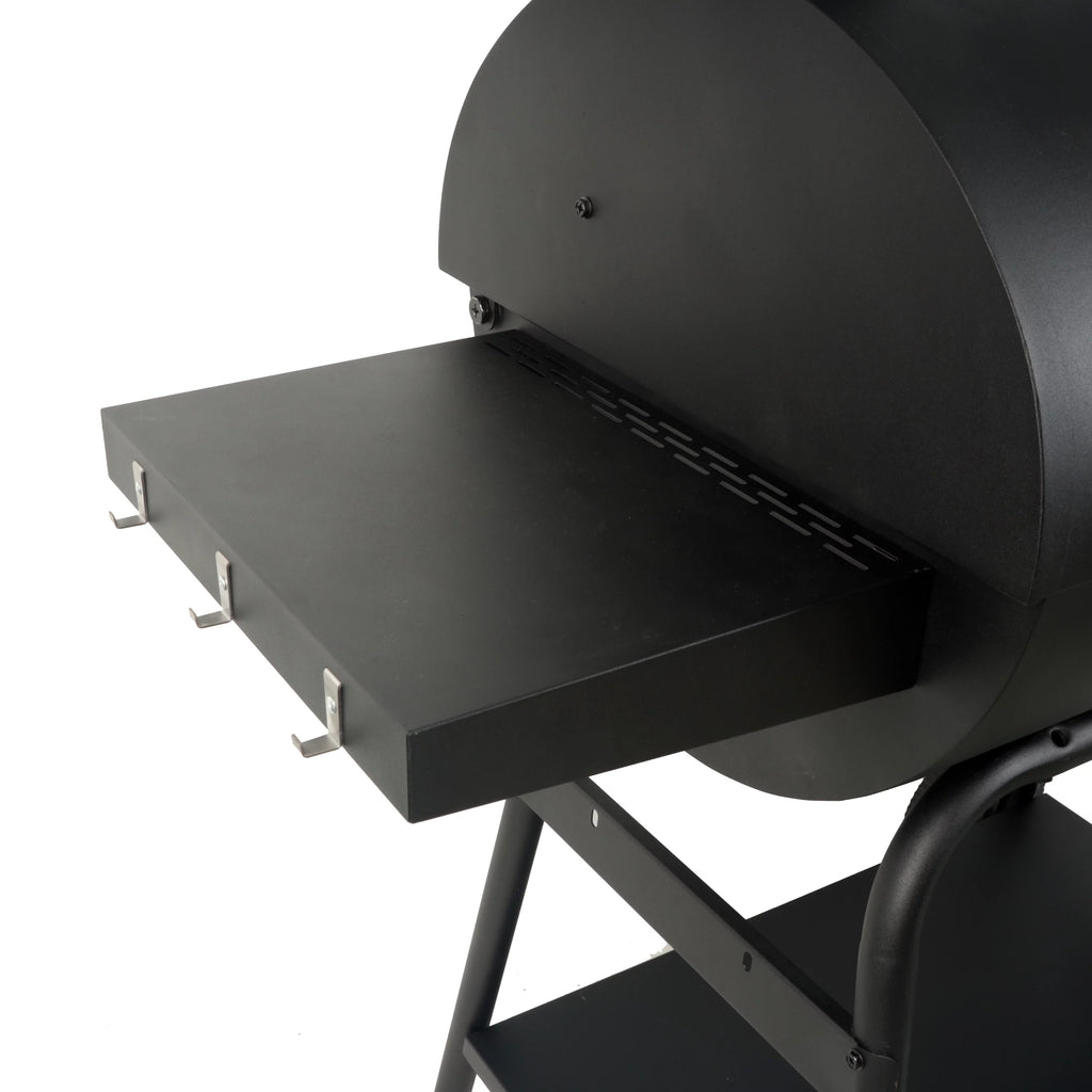 Black Offset Steel Charcoal Smoker Grill with Side Firebox H95189