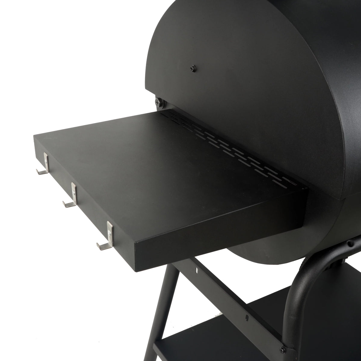 Black Offset Steel Charcoal Smoker Grill with Side Firebox H95189