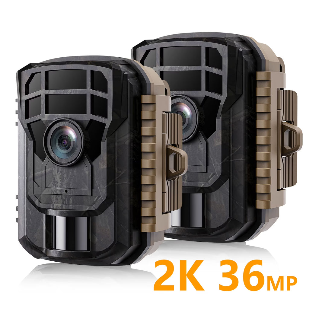 2 Pack 36MP 2K Night Vision Waterproof Trail Camera with 2.0" LCD T7601