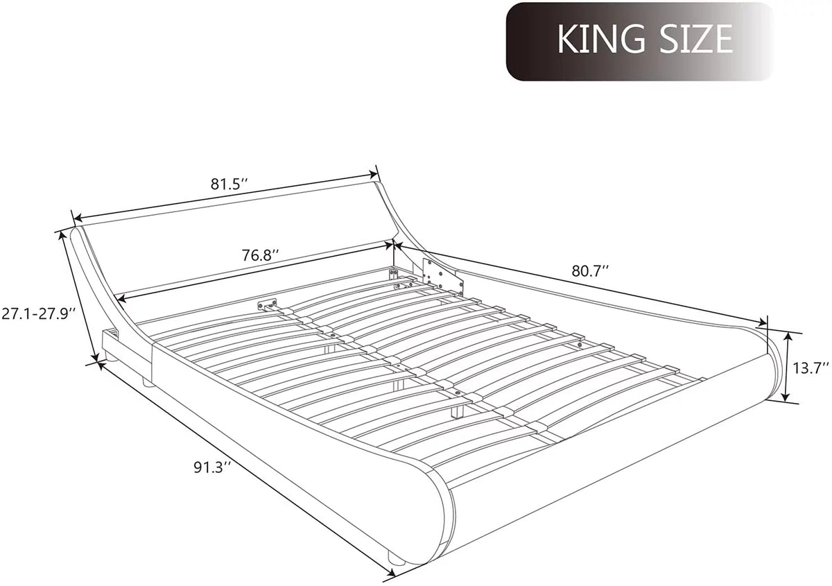 King Size Platform Bed Frame with Adjustable Headboard U257