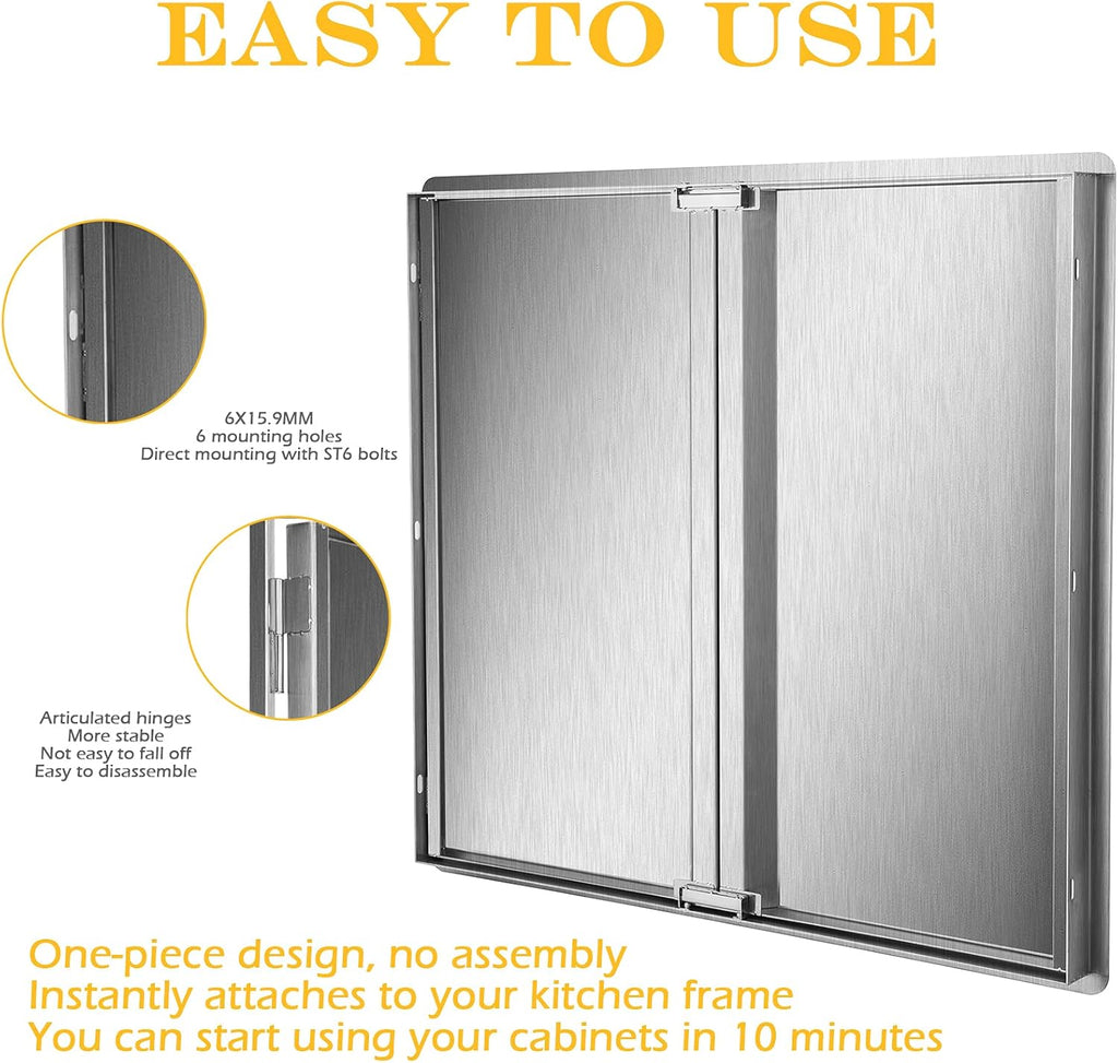 Stainless Steel Double Wall Outdoor Kitchen BBQ Access Door 33W x 23H Inch A3242