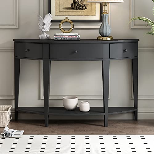 Half Moon Console Table with 3 Drawers and 1 Shelf Q548