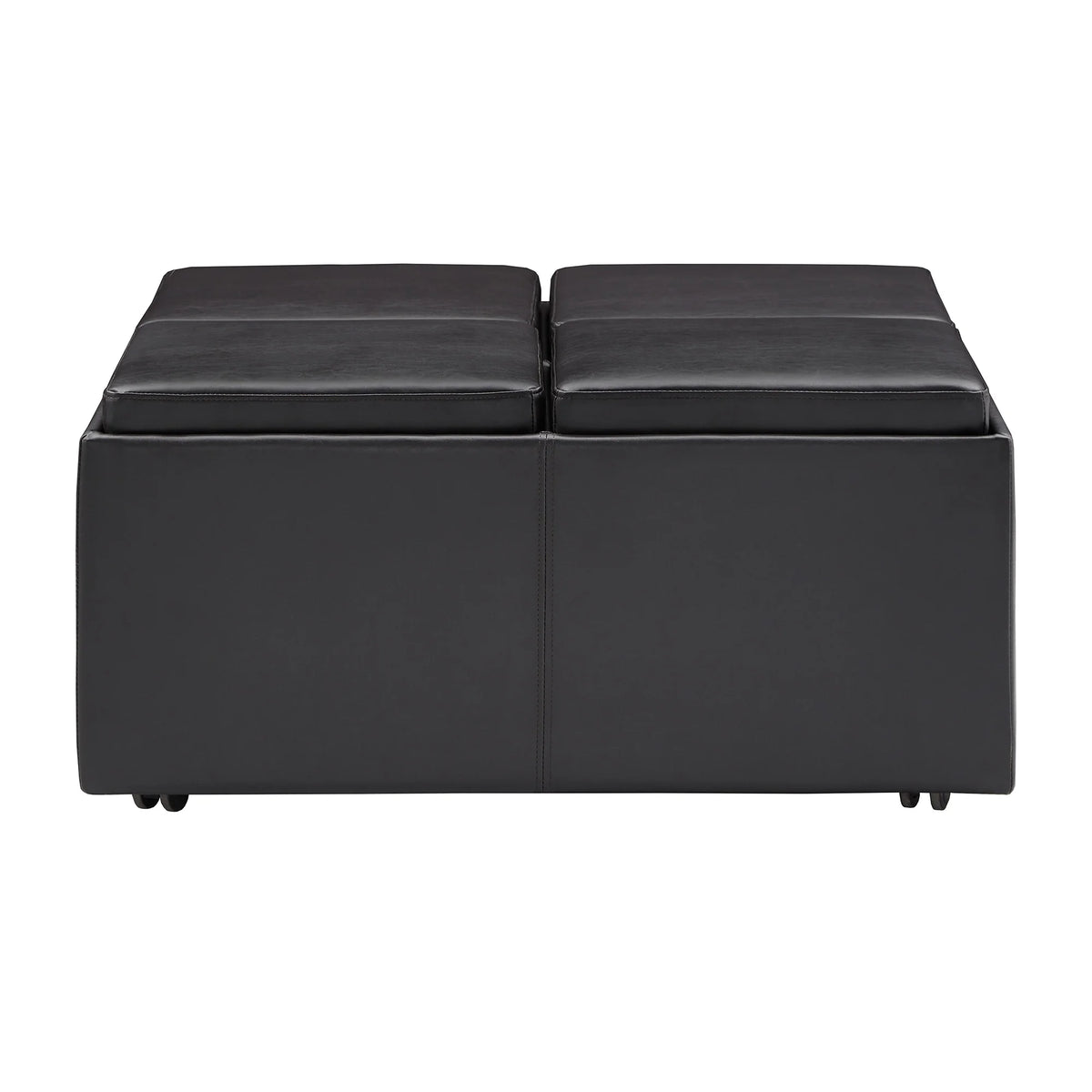 Dark Brown Faux Leather Storage Ottoman with 4 Trays P387459