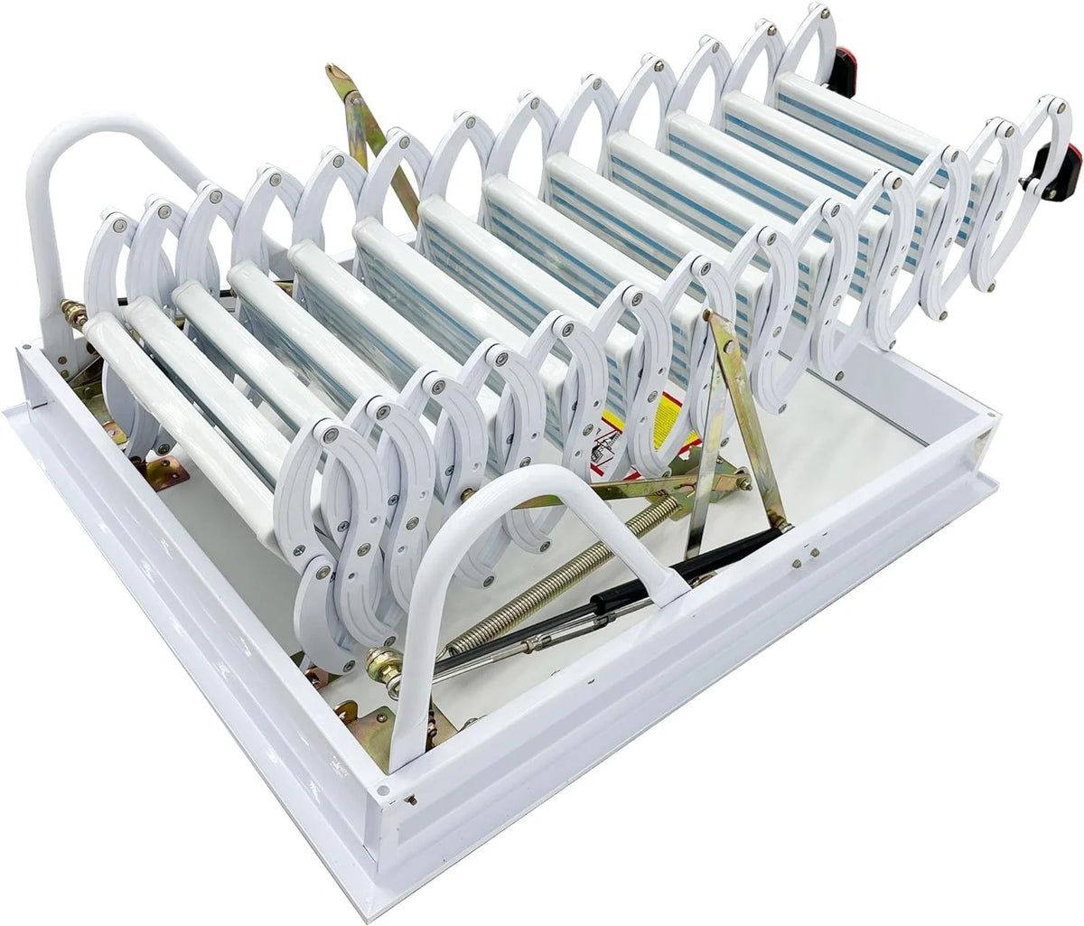 Attic Pull Down Ceiling Ladder Stairs Retractable Folding Extension Loft Stairs Ti-Mg Alloy White 31.5*39.37in Max. 10.5ft Height T35879
