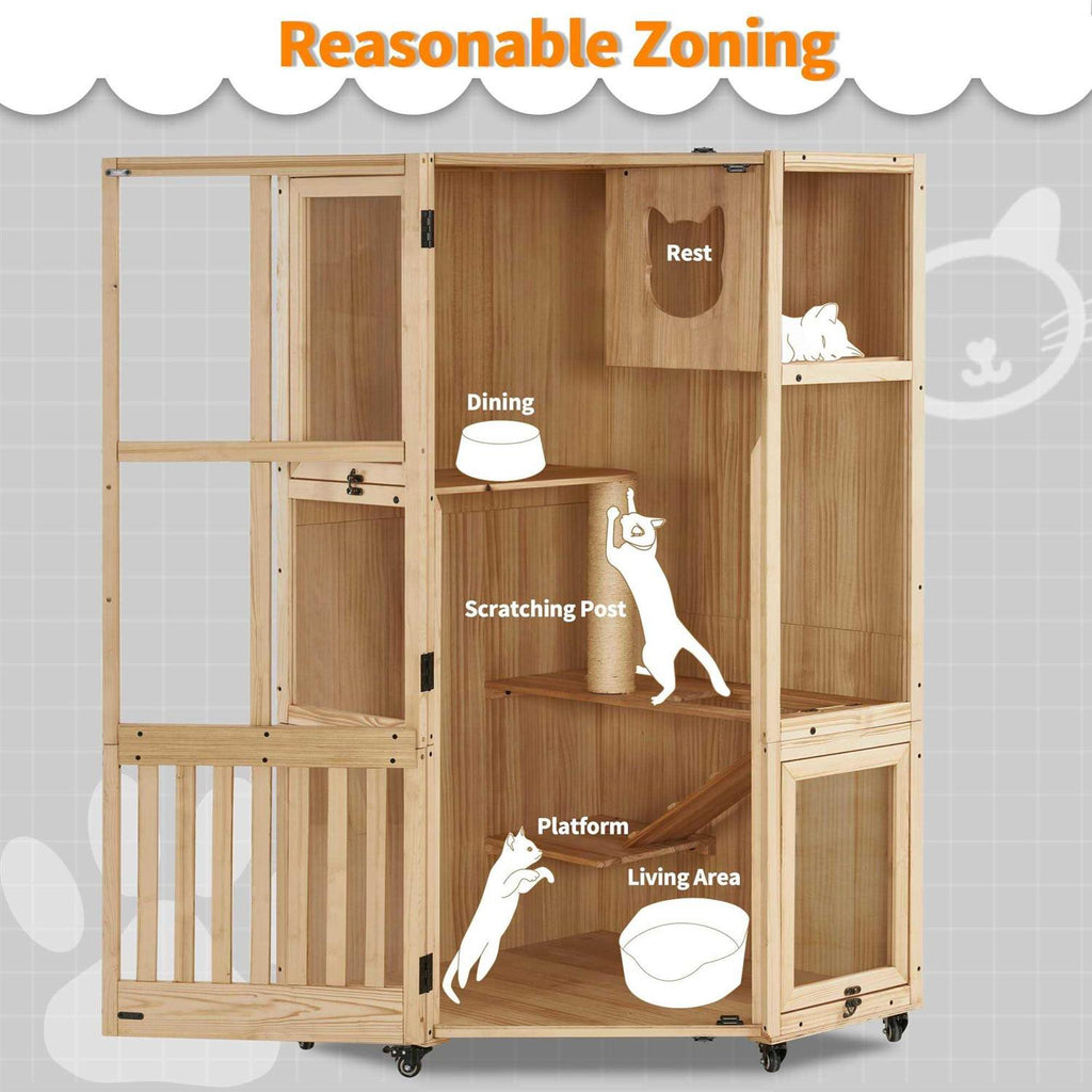 Large Corner Cat House with Scratching Post H22902