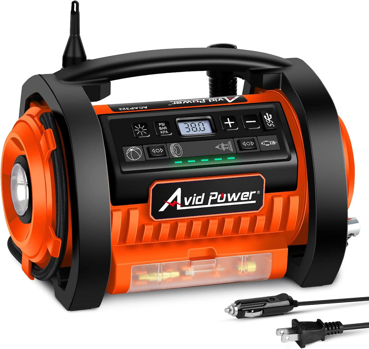 Tire Inflator Air Compressor, 12V DC / 110V AC Dual Power, Digital Pressure Gauge, Pack of 2 X191520