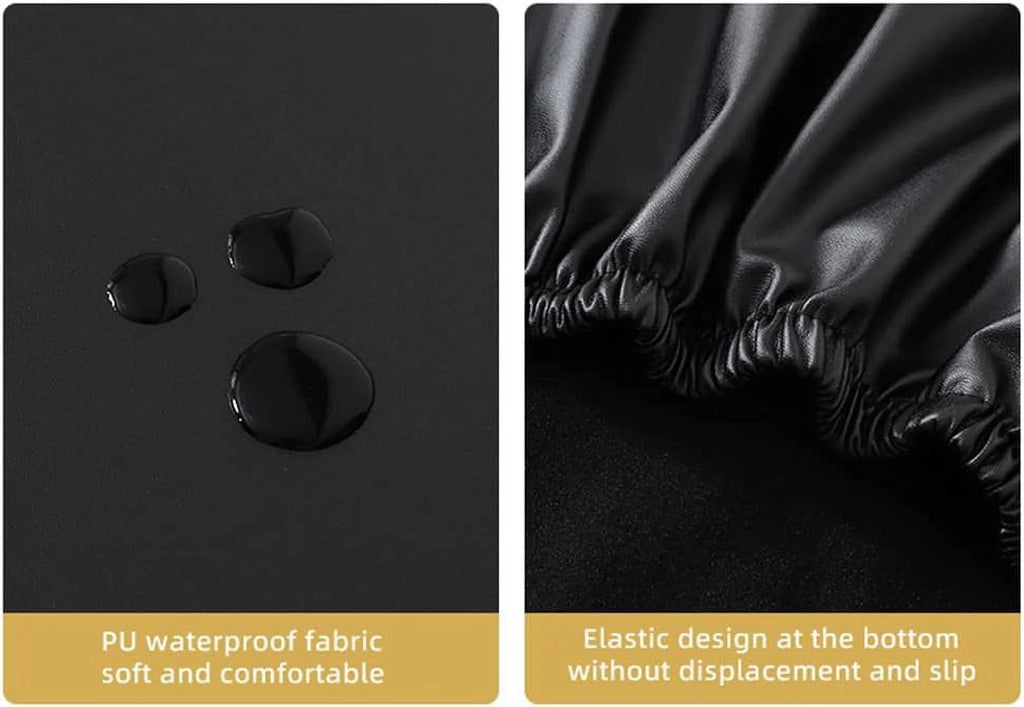 Black PU Leather XL Stretch Dining Chair Covers Set of 2 J363