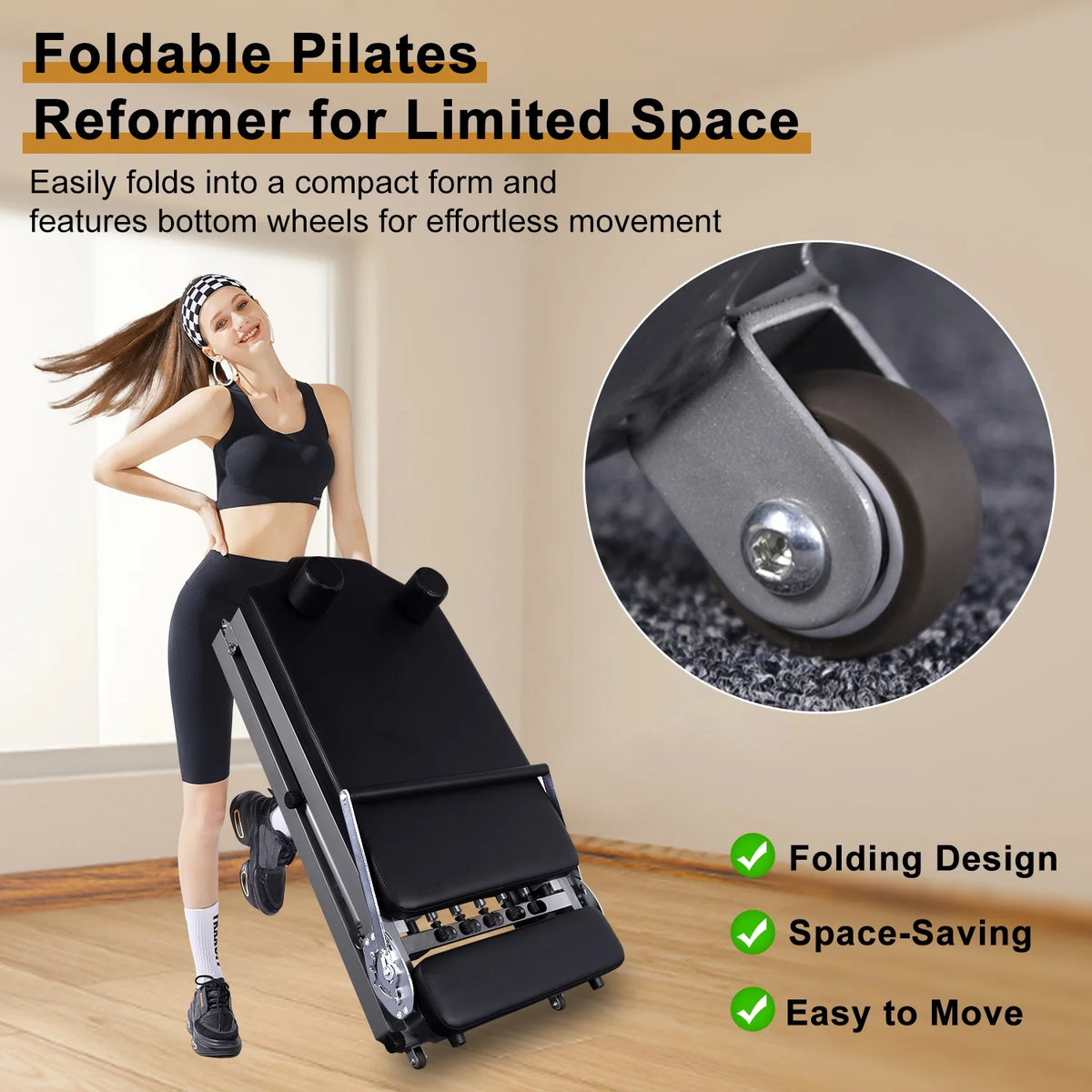 Foldable Pilates Reformer Machine with Spring S492014