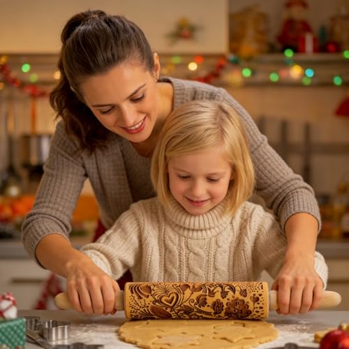 Embossed Wooden Non Stick Rolling Pin 2 Pack G19985