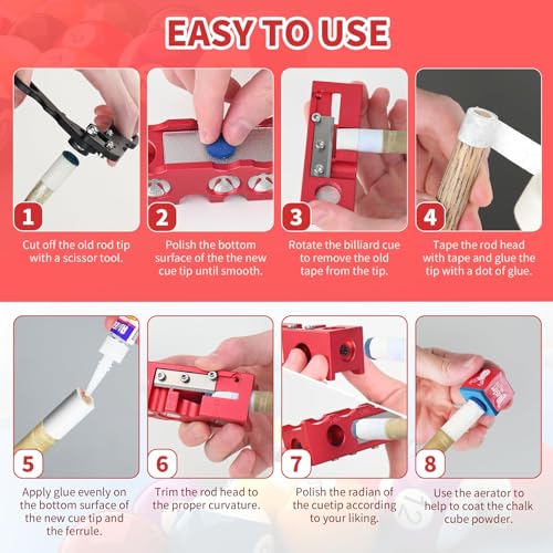 11-in-1 Aluminum Alloy Pool Cue Tip Shaper C7299