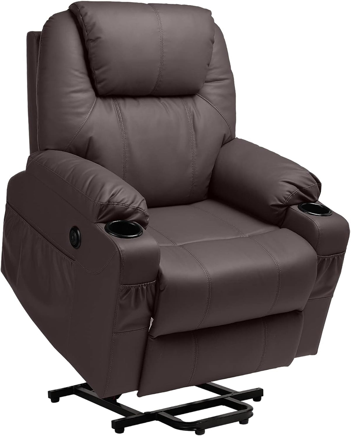 Black Velvet Massage Recliner with Cup Holders P189