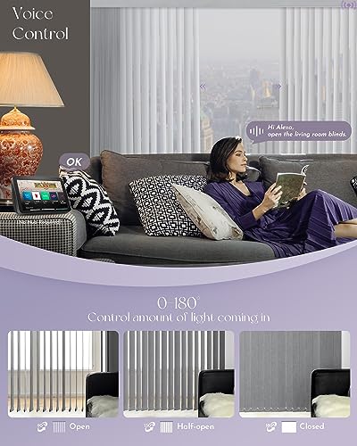 Motorized Vertical Blinds Blackout Smart Vertical Blind Remote Control Track Slats Set J848