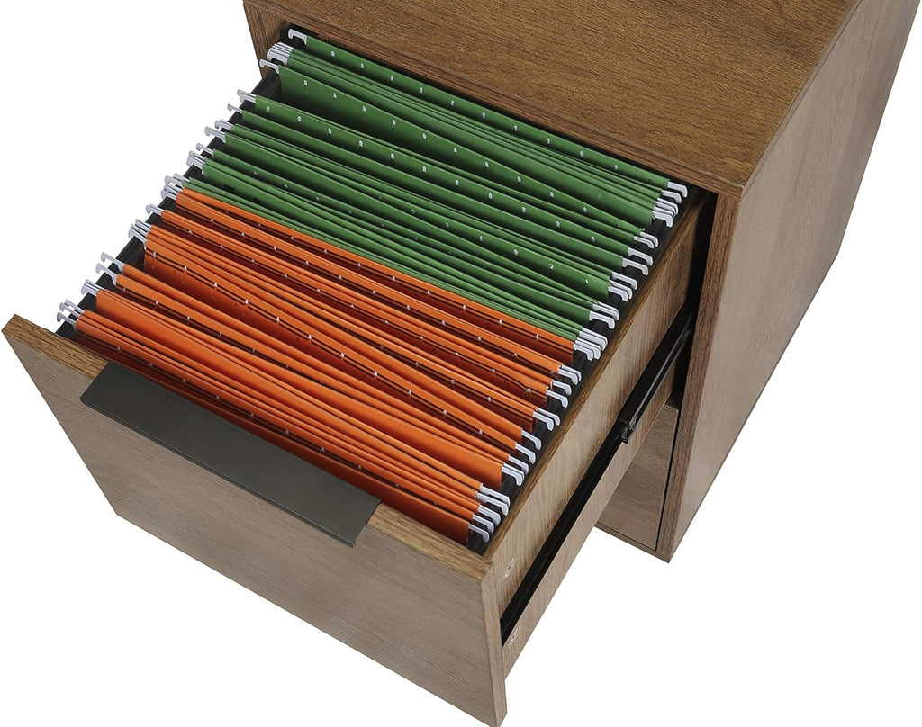 2 Drawers Wooden File Cabinet with Metal Frame D857107