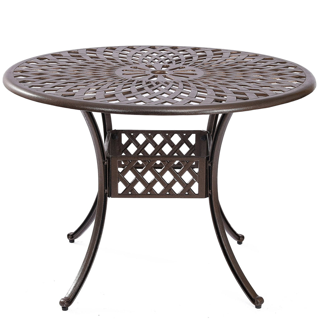 Cast Aluminum Outdoor Patio Dining Table with Lattice Weave Design in Bronze W1848