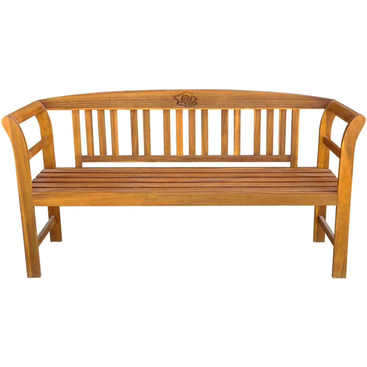 Acacia Wood Garden Bench with Gray Seat Cushion G49044