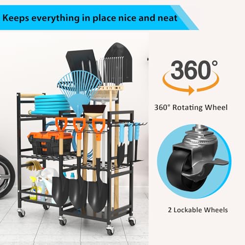 3-tier Metal Rolling Garden Tool Organizer U605485