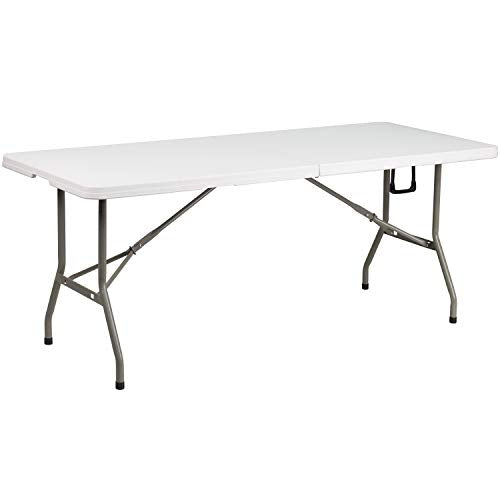6' White Rectangular Plastic Folding Table L5629