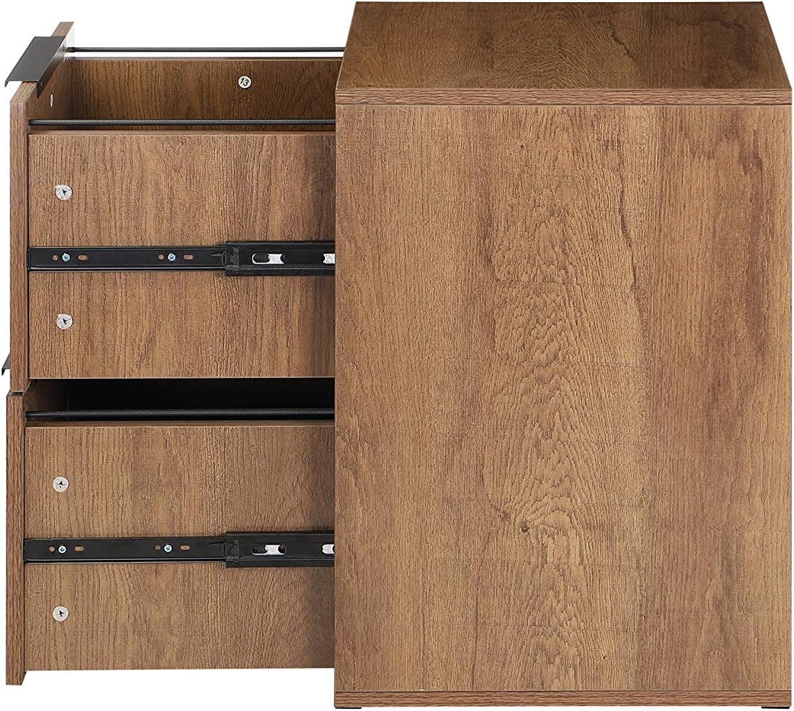 2 Drawers Wooden File Cabinet with Metal Frame D857107