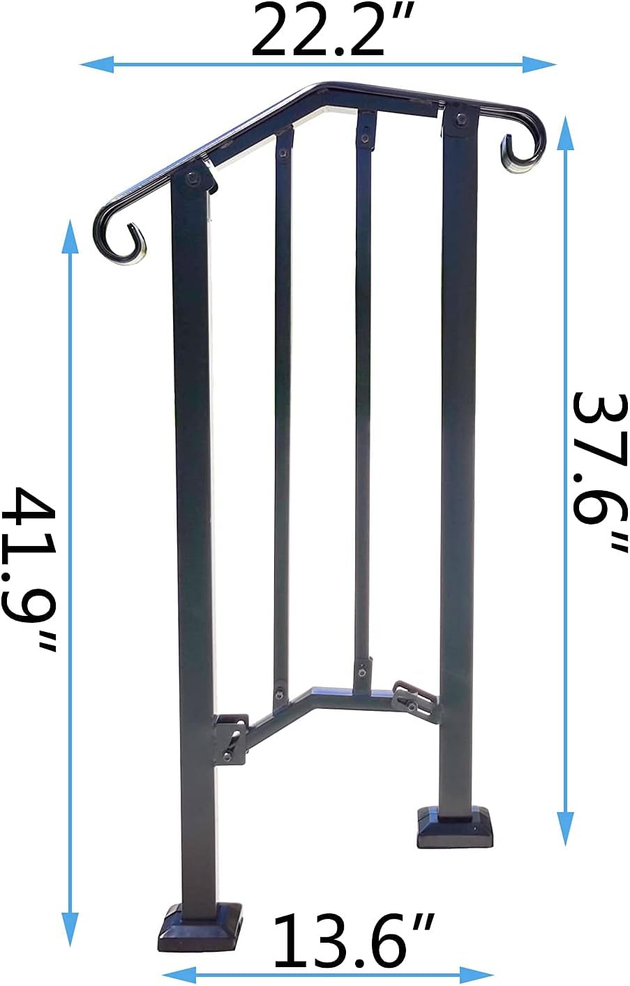Black Metal Handrail Stair Railing Kit for 1 to 2 Step Q959