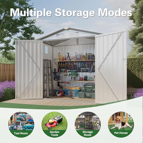 5'x3' Gray Metal Outdoor Storage Shed with Windows and Lockable Door E176