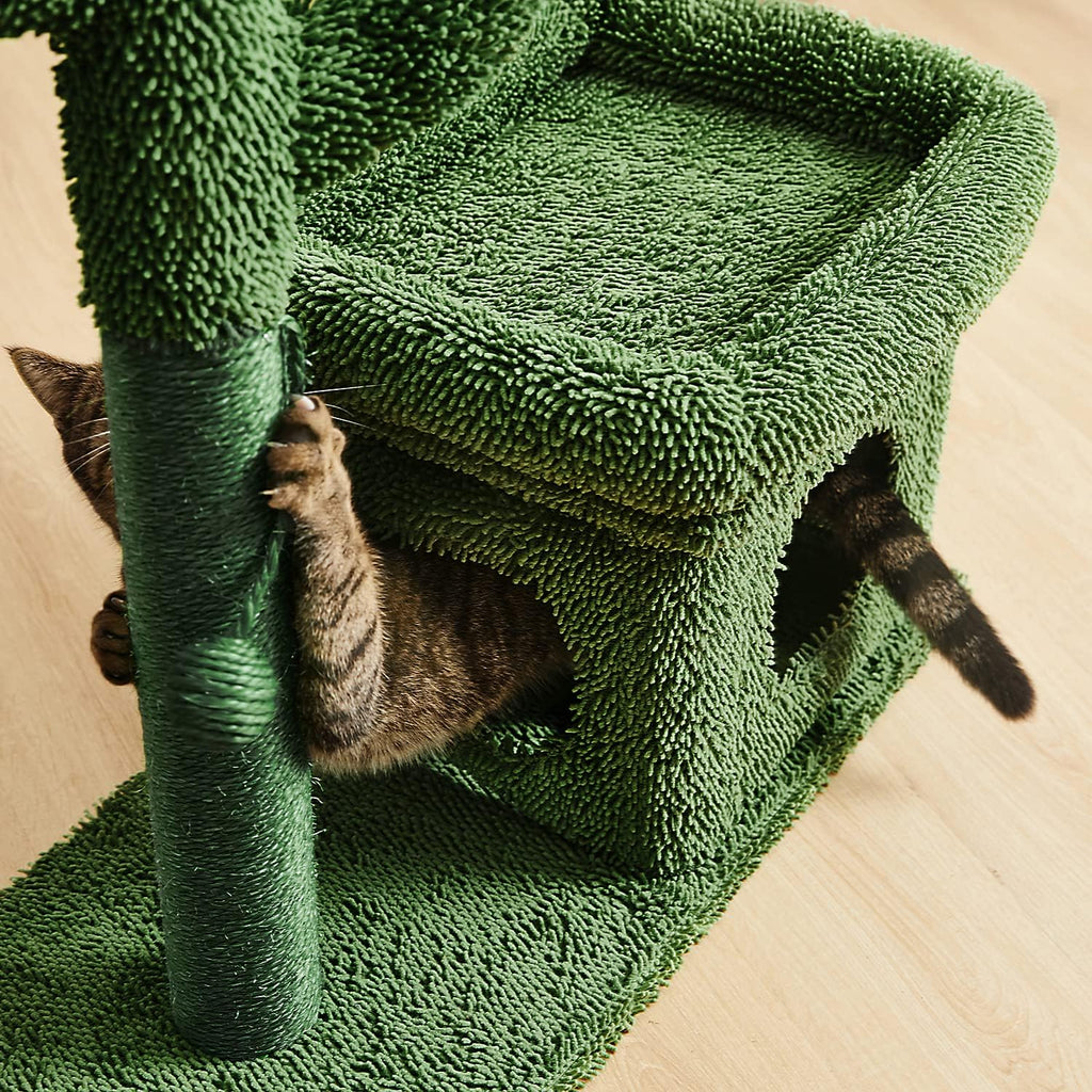 Green Cat Scratching Post Kitty Condo with Dangling Ball F831