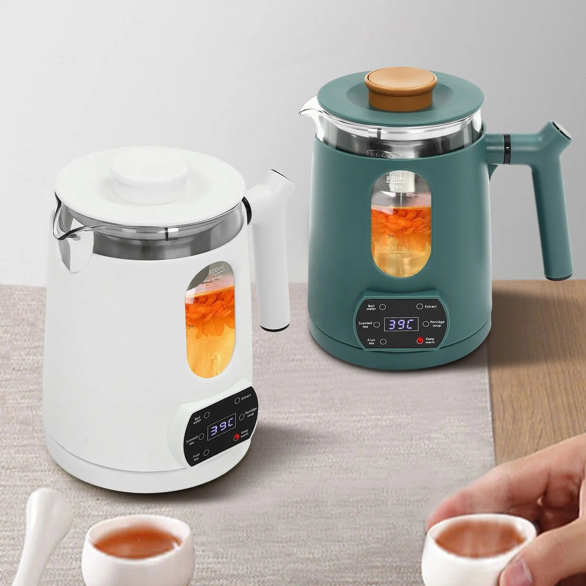 600W 0.8L Temperature Control Electric Tea Kettle O139255