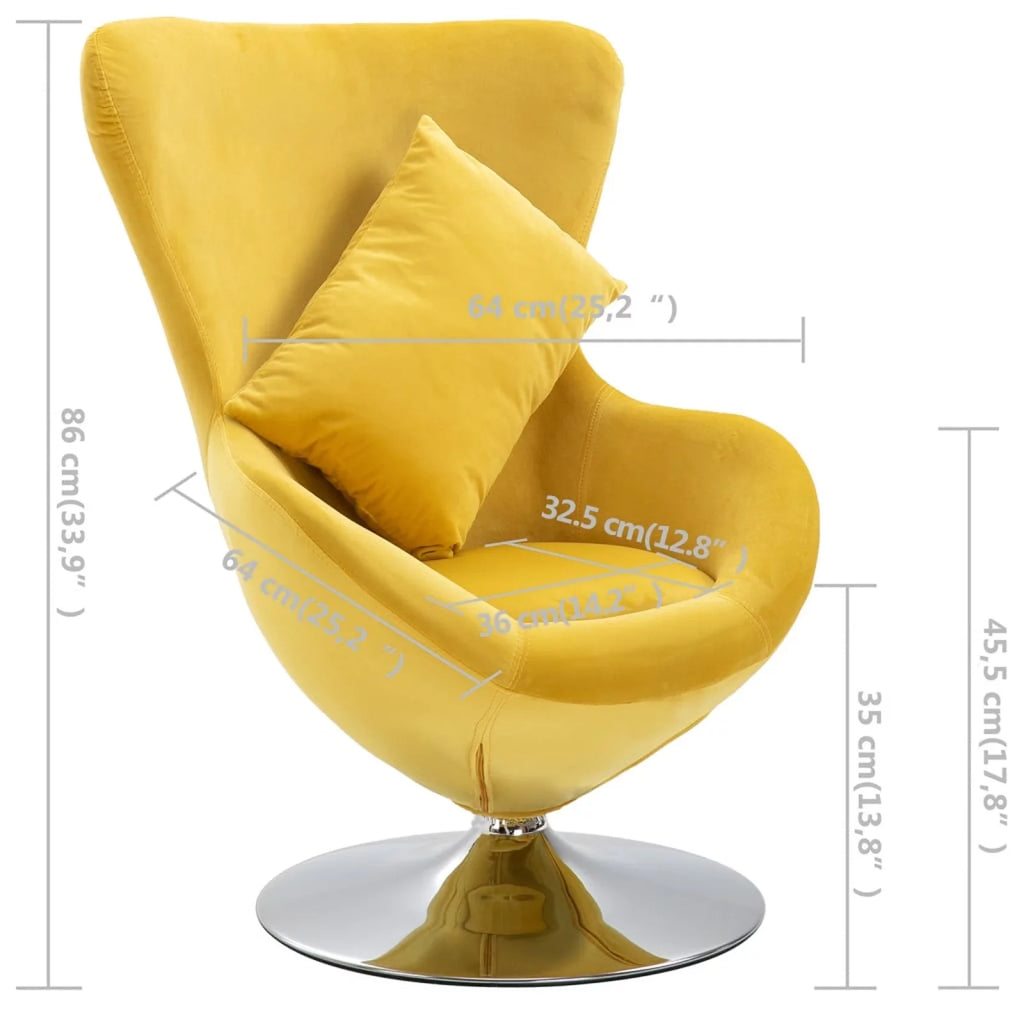 Swivel Egg Chair with Cushion Yellow U386104
