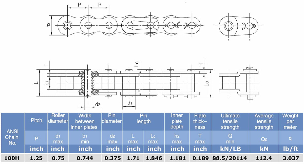 Heavy Duty Roller Chain x 10 feet with 2 Connecting Links N55096