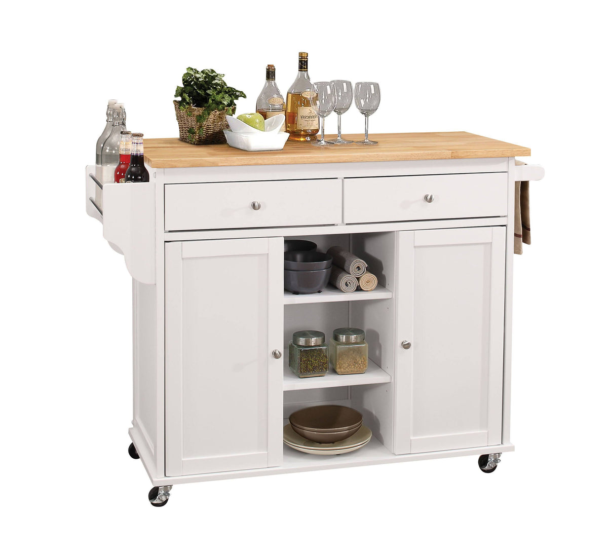 Natural and White Kitchen Island H64361