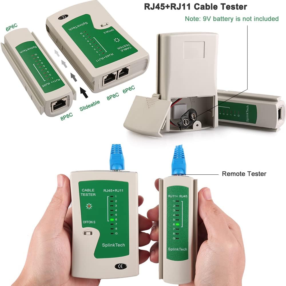 Rj45 Crimp Tool Kit Pass Through Crimping Tool Crimper Cutter for Cat6 Cat5 Cat5e O893039