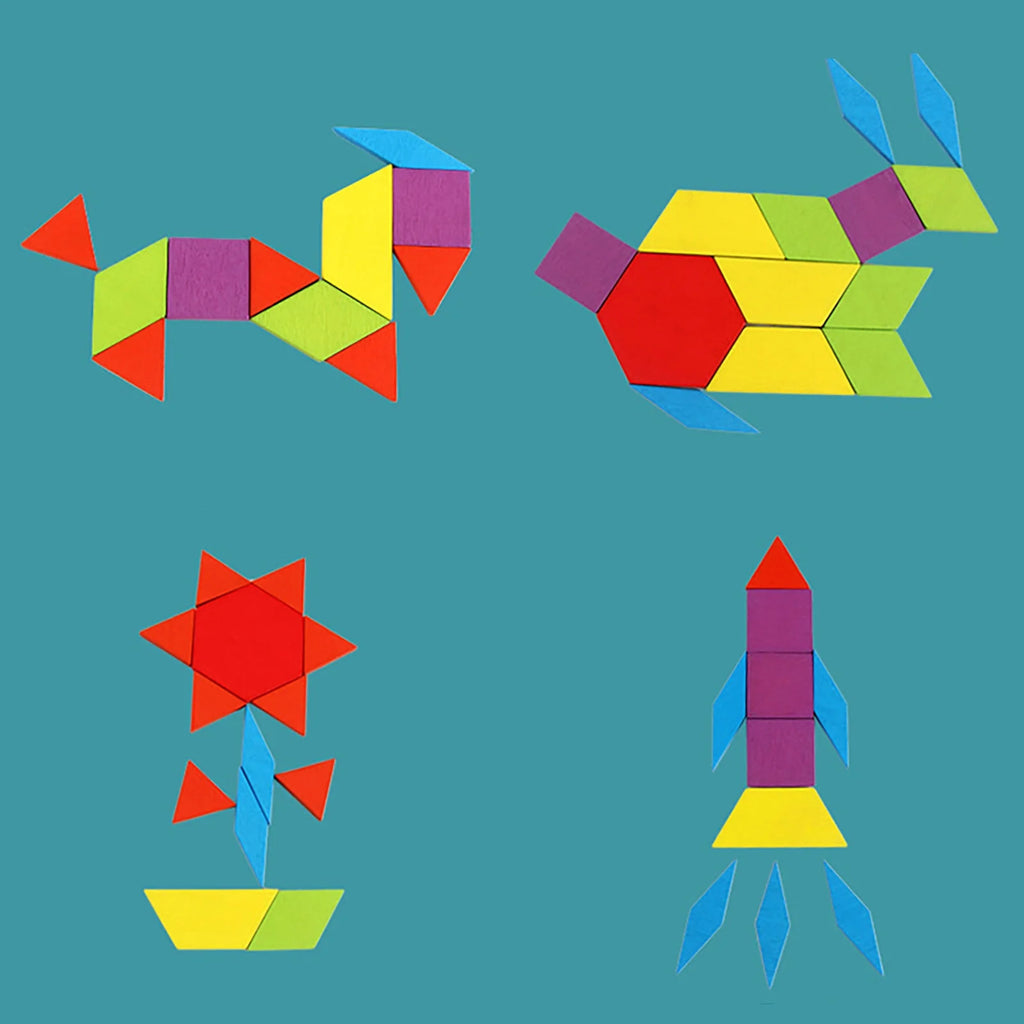 155 Pcs Wooden Pattern Blocks Set X658