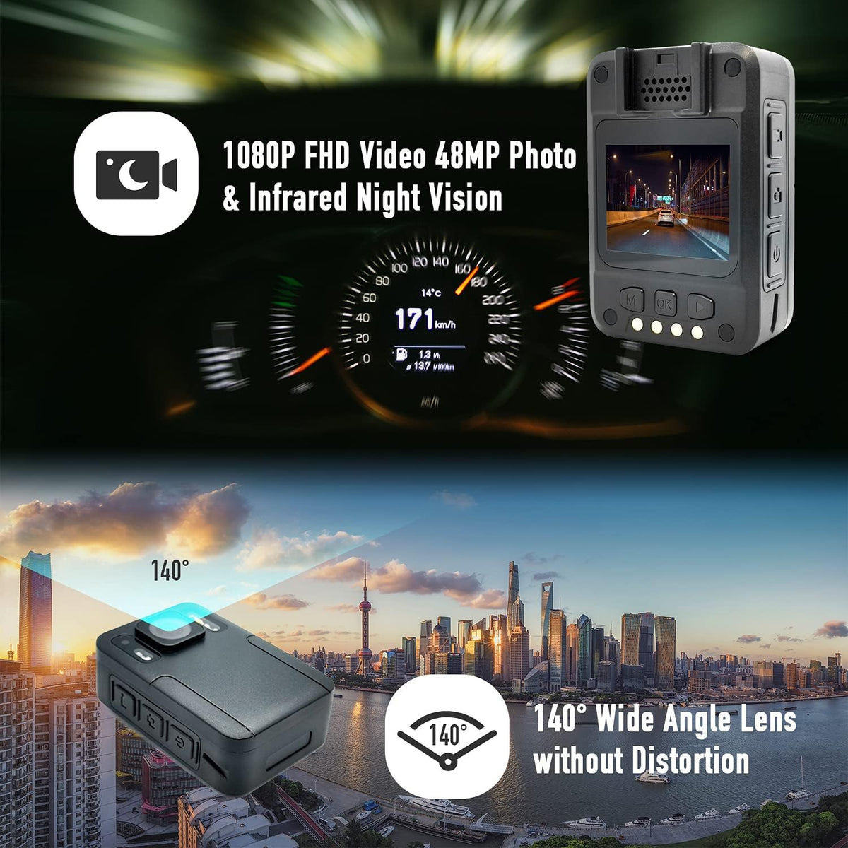 Wearable 1080P HD Body Camera with Audio Recording T122