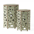 Set of 2 Antique Green Outdoor Accent Tables B7529