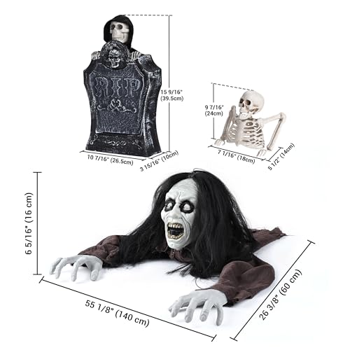 Zombie Groundbreaker with Scary Sound & LED Flashing Eyes Outdoor Decoration K8720