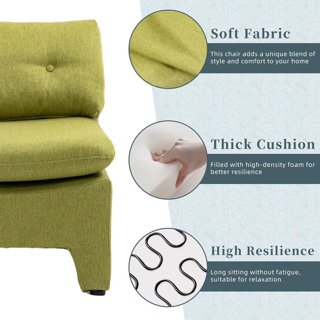 Olive Velvet Oversized Armless Chair R565